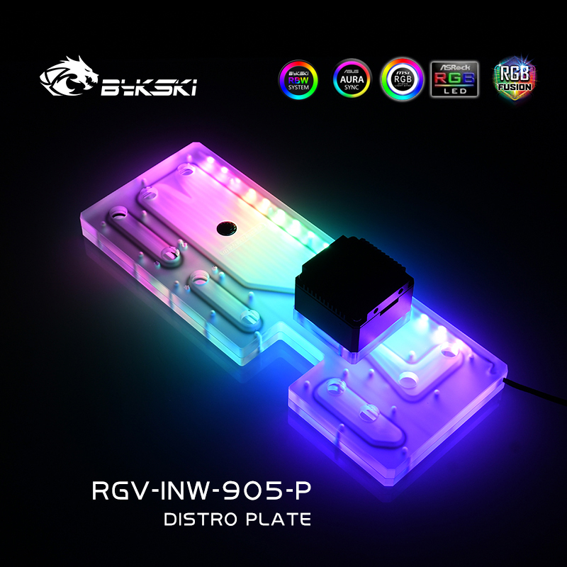 Distro Plate Ddc Pump Combo - Bykski RGV-INW-905-P Placa de distribuição acrílica/reservatório