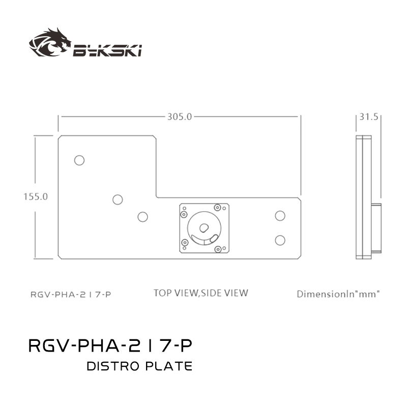 Distro Plate Ddc Pump Combo - Bykski RGV-PHA-217-P placa de distribuição acrílica/prator